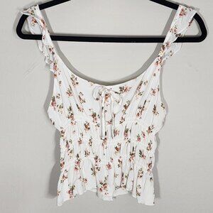 Reformation Floral Tank Top cream with pink flowers M EUC